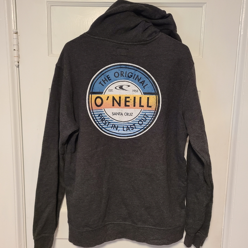 O'Neill Charcoal Hoodie with Blue, Yellow & Orange Logo